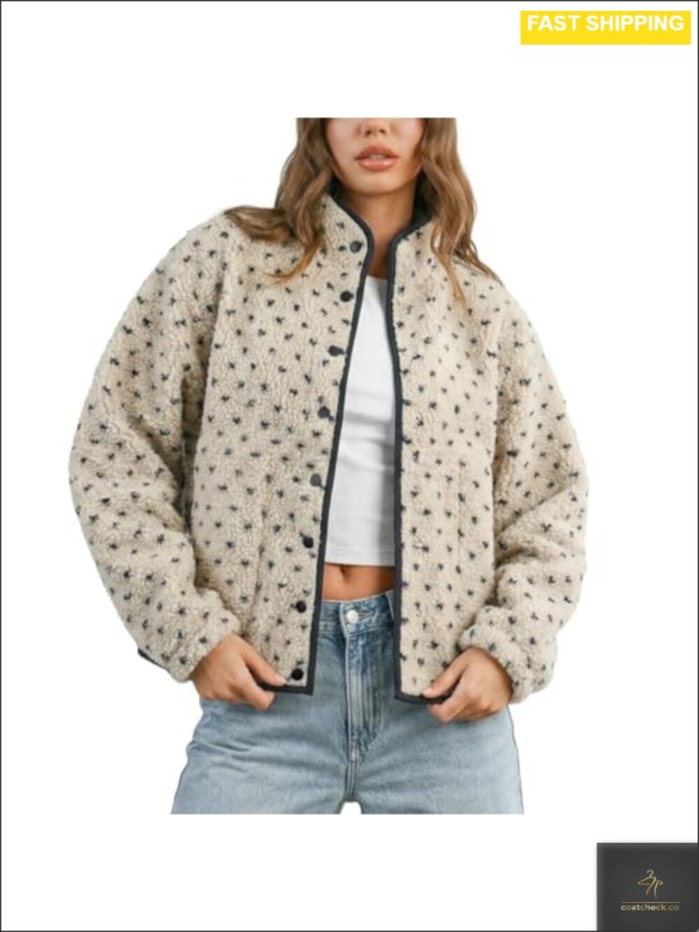 Fuzzy Fleece Sherpa Jacket Button Down Overcoat High Neck Warm